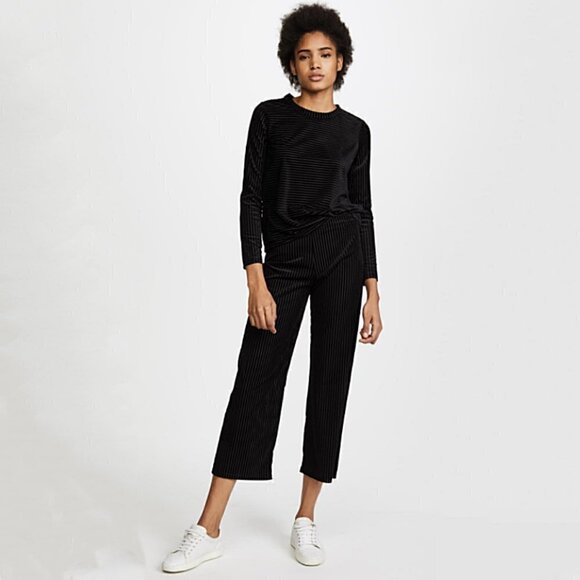 Liana Black Velvet Burnout Pants & Top Set S NWOT - Picture 1 of 13